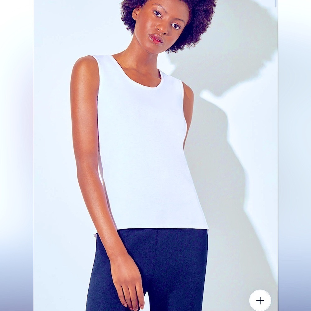 Ming Wang tank blouse knit 90s style classic $149 light blue spring designer